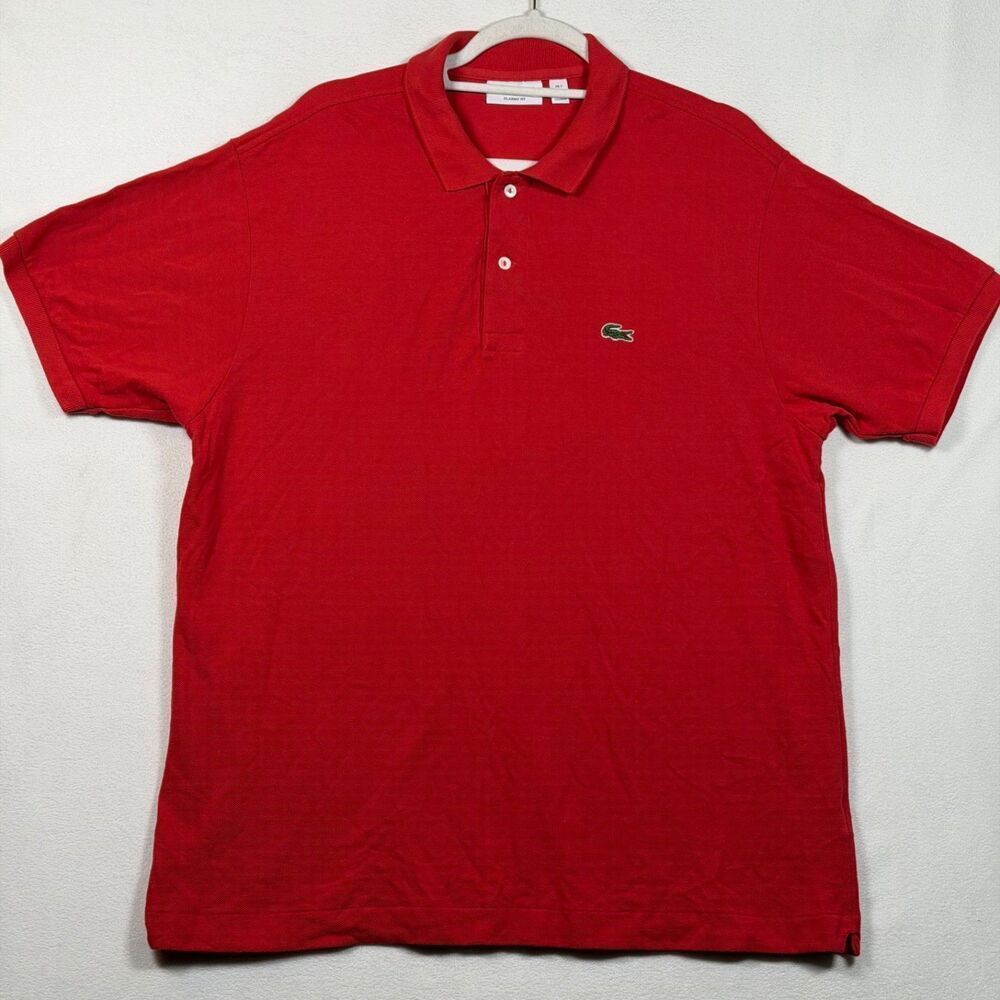 Lacoste Classic Fit Polo Shirt Men’s XXL Red Short Sleeve Cotton Crocodile Logo
